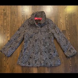 Women’s BETSEY JOHNSON Embroidered Floral Ruffle Flare Coat
